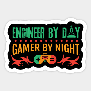 Engineer By Day Gamer By Night Sticker